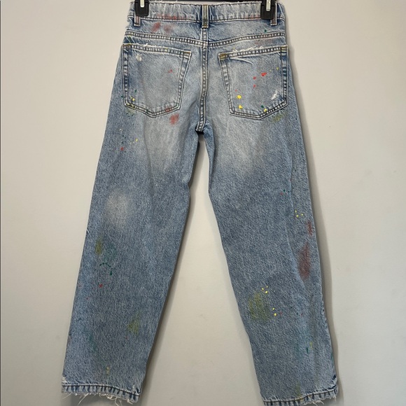 Zara Kids Relaxed Straight Leg Colorful Paint-Splatter Denim Jeans Girls Size 10 - Picture 4 of 9